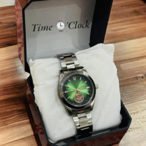 Stainless Steel Watch with Green and Blue Dial Options 37mm