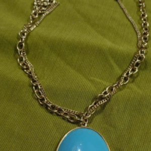 Elegant Metal Locket with Artificial Blue Stones Blue