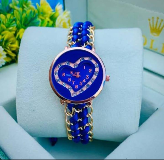 Women's Blue Stainless Steel Heart Shape Quartz Watch