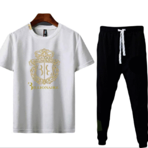 2 Piece Men's Printed Polyester Sweatshirt Track Suit White