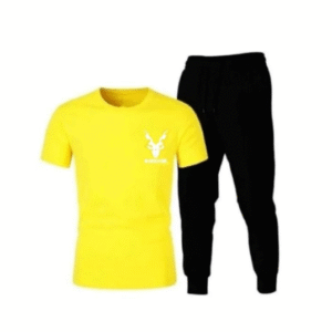2 Piece Men's Printed Micro Track Suit Yellow
