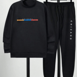 2 Piece Men's Women's Printed Polyester Track Suit Black