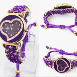 Women's Purple Stainless Steel Heart Shape Quartz Watch