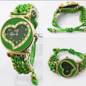Women's Green Stainless Steel Heart Shape Quartz Watch