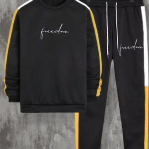 2 Piece Men's Women's Printed Polyester Track Suit Black