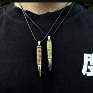 Alloy Bullet Pendant for Unisex with Black Engrave Design Golden Brown
