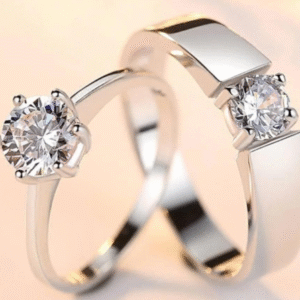 Rhodium Silver Plated Adjustable Ring Set Unisex Silver