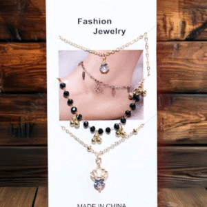 Gold Plated Stainless Steel Anklet Set for Women with Adjustable Size Golden