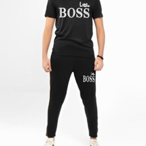 2 Piece Men's Printed Micro Track Suit Black