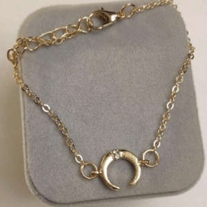 Gold Plated Charm Bracelet for Unisex with Hanging Rhinestone Charms Golden