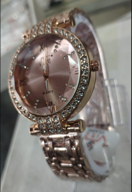 Stainless Steel Chain Watch Maroon Pink