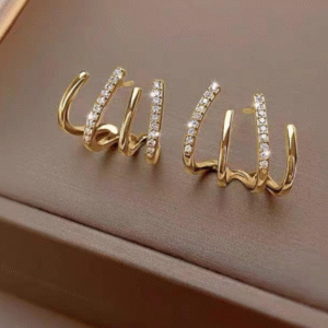 Gold Plated Alloy Earrings for Women with Funky Artificial Stones Design Golden