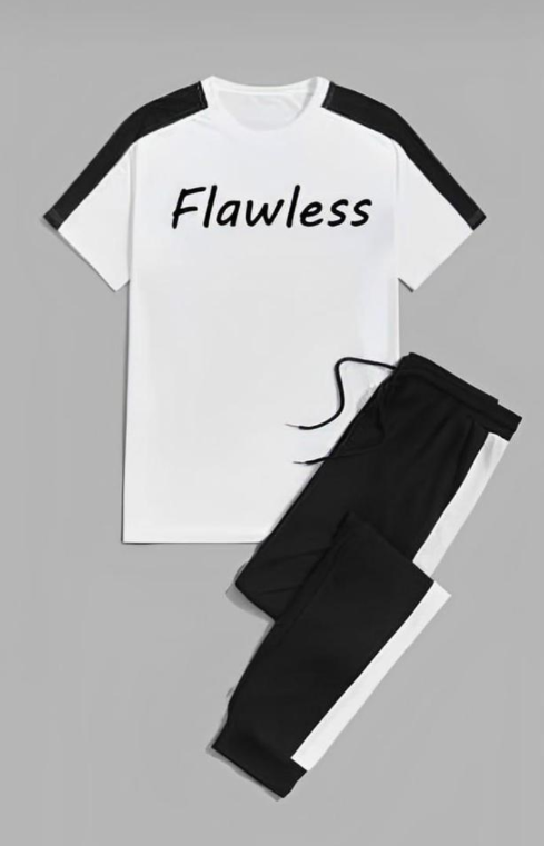 2 Piece Men's Micro Printed Track Suit White