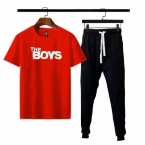 2 Piece Men's Micro Printed Track Suit Red