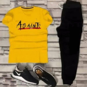 2 Piece Men's Polyester Printed Track Suit Yellow