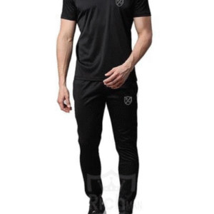 2 Piece Men's Polyester Plain Track Suit Black