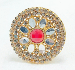 Gold-Plated Casting Adjustable Ring for Women with Multicolor Zircon Golden