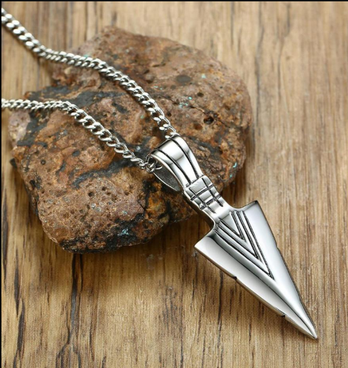 Silver Plated Alloy Pendant for Men with Arrow Shaped Unique Design Silver