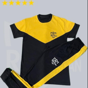 2 Piece Polyester Dri Fit Narrow Round Neck Track Suit Yellow