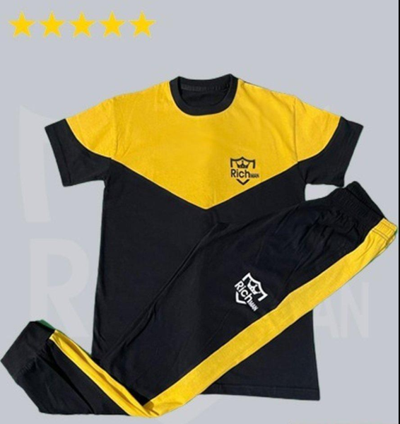 2 Piece Polyester Dri Fit Narrow Round Neck Track Suit Yellow