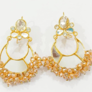 Golden Polish Casting Earrings for Women with Golden Stones Golden