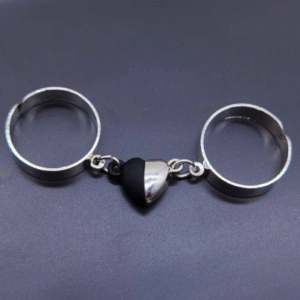 Silver and Black Plated Alloy 2 Pcs Rings Set for Women in Western and Korean Style Silver and Black