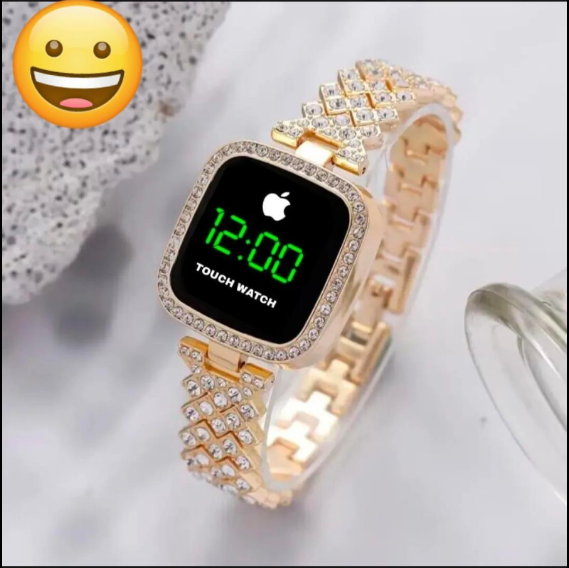 Women's Square Dial Stainless Steel Chain Watch Golden