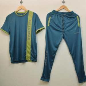 2 Piece Men's Plain Dri Fit Round Neck Track Suit Blue