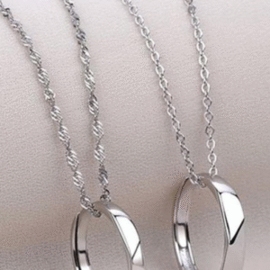 Alloy Ring Pendant Set for Unisex with Adjustable Fit Silver