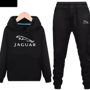 2 Piece Men's Printed Fleece Track Suit Black