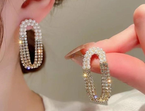 Silver Plated Earrings for Women with Unique Design Off White