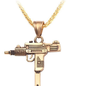 Gothic Necklace for Unisex with Gun Shaped Pendant Black