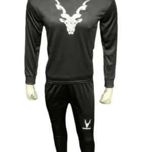 2 Piece Men's Polyester Printed Casual Set Black