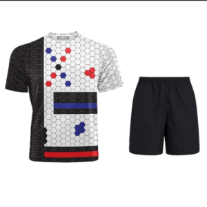 2 Piece Men's Polyester T-Shirt and Trouser Set Black and White