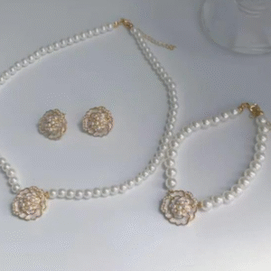 Alloy Artificial Jewelry Set for Women with Sunflower Design Black White