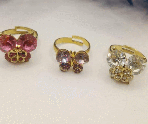 Gold Plated Butterfly Ring for Women with Multicolor Zircon Stones Multicolor