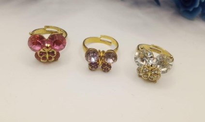 Gold Plated Butterfly Ring for Women with Multicolor Zircon Stones Multicolor