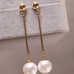 Alloy Stylish Single Pearl Drop Earrings for Girls with Adjustable Fit Golden