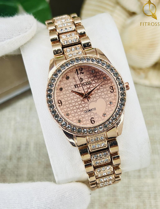 Women's Round Dial Quartz Chain Watch Rose Gold