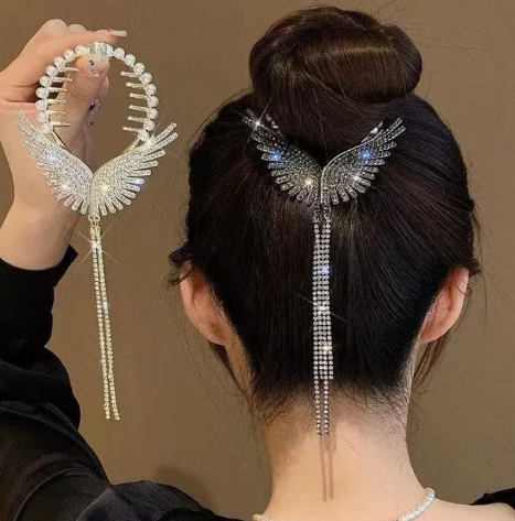 Silver Plated Alloy Hair Claw for Women with Butterfly Design Silver