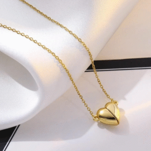 Gold Plated Heart Design Pendant with Golden Zircon Stone Golden