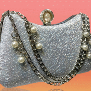 Metal Textured Fancy Clutch for Women Formal Style Silver