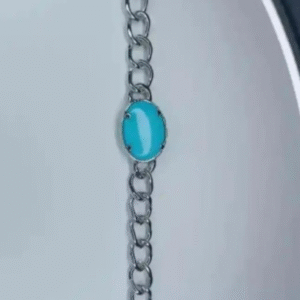 Stainless Steel Bracelet for Unisex with Feroza Stone Adjustable Silver