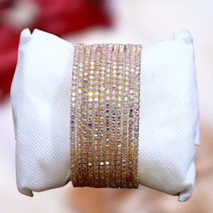 Gold Plated Alloy Kara Bangles for Women with Turkish Design and Crystal Work Golden