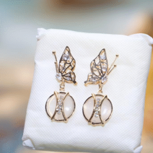 Gold Plated Stainless Steel Earrings for Women with Butterfly Design Golden