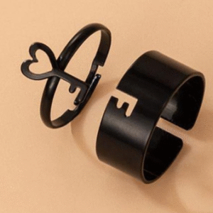 Alloy Couple Rings for Men and Women with Adjustable Fit Black