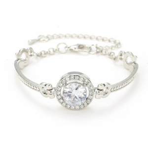 Silver Plated Chain Bracelet for Women with Rhinestone Korean Style Design Silver