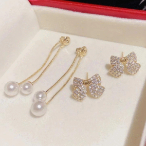 Gold Plated Dangling Earrings for Women with Charms Hanging Design Silver Golden