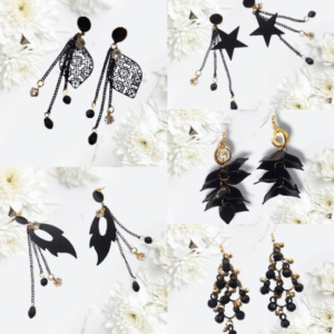 Alloy Earrings for Women with Fancy Unique Design Black