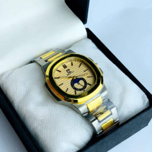 Men's Stainless Steel Round Analogue Watch Golden